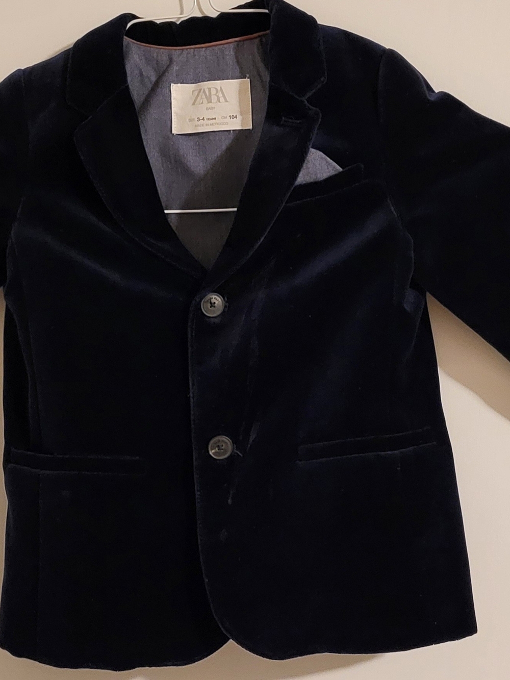 Zara Toddler Boys' navy blue velvet suit jacket